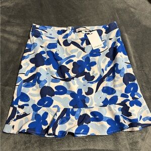 Sugarlips Gypsum Berry Floral Aubrielle Ruffle  Mini Skirt Blue White